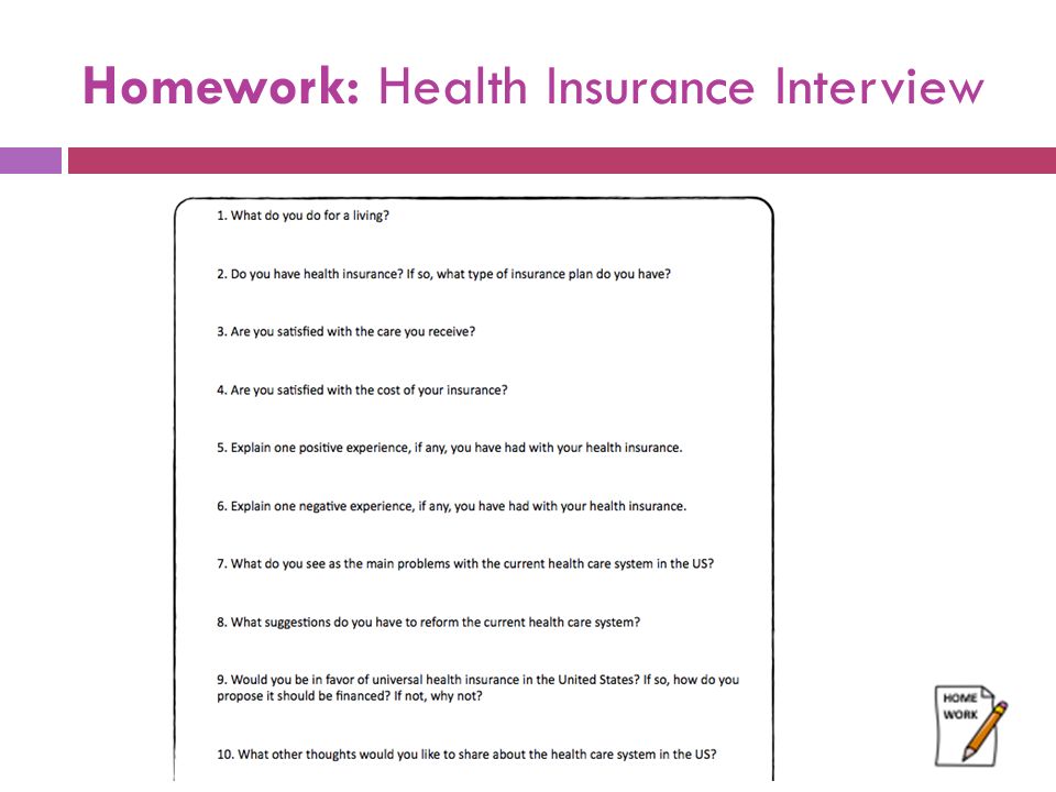 Homework: Health Insurance Interview
