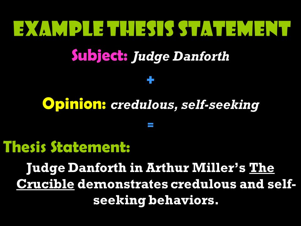 thesis sentences crucible Good thesis statements “rumor and gossip play an important role in the crucible” isn’t a strong topic sentence because it doesn’t tell us very much. thesis sentences crucible Good thesis statements “rumor and gossip play an important role in the crucible” isn’t a strong topic sentence because it doesn’t tell us very much.