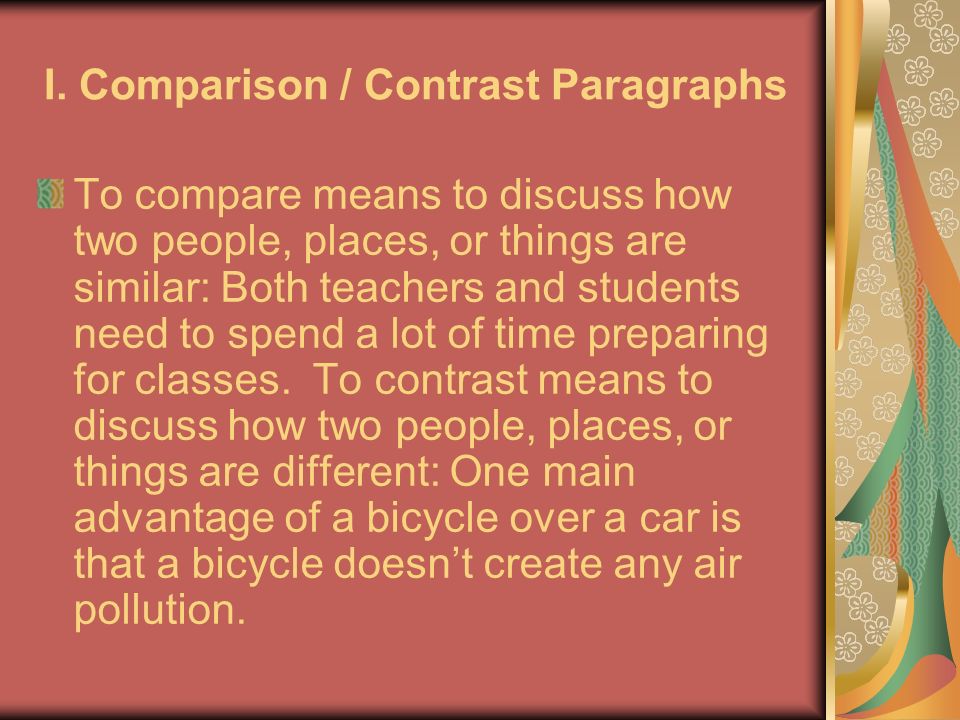 Comparison contrast paragraph essay