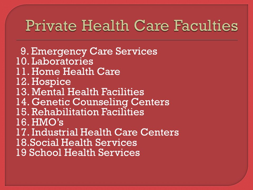 private mental health facilities