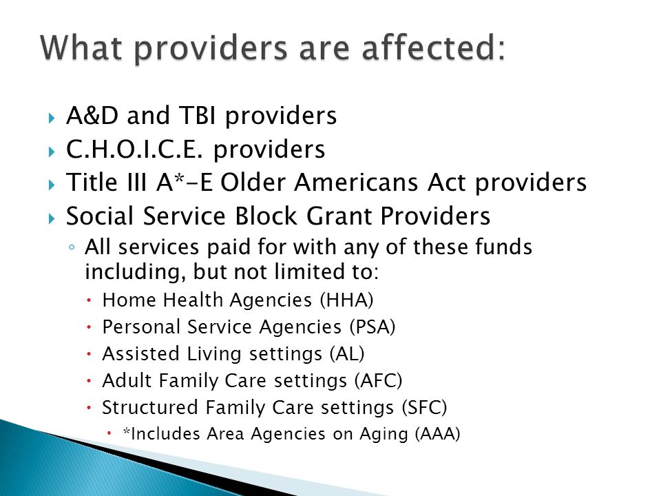  A&D and TBI providers  C.H.O.I.C.E.