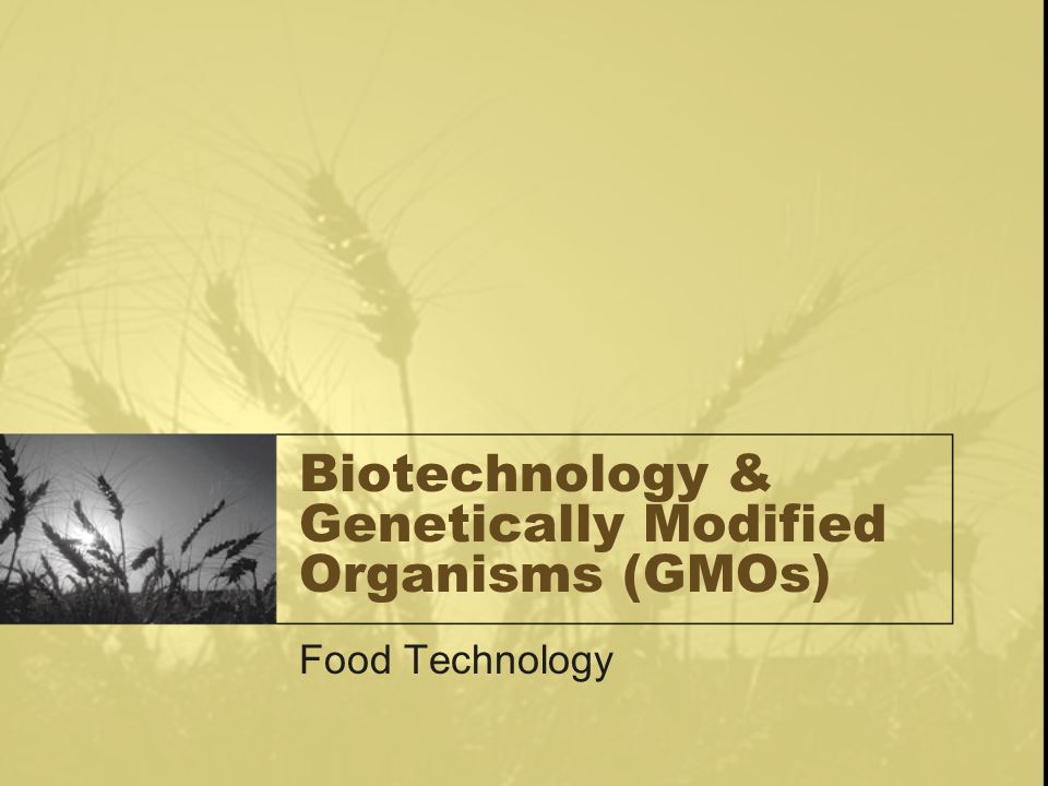 Biotechnology & Genetically Modified Organisms (GMOs) Food Technology