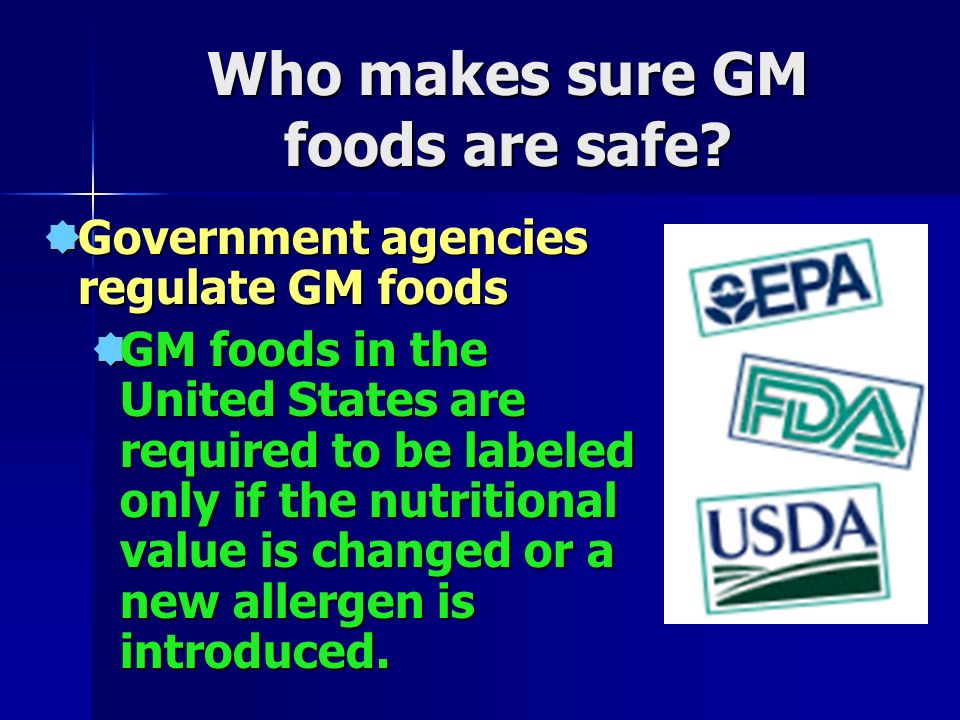 Who makes sure GM foods are safe.