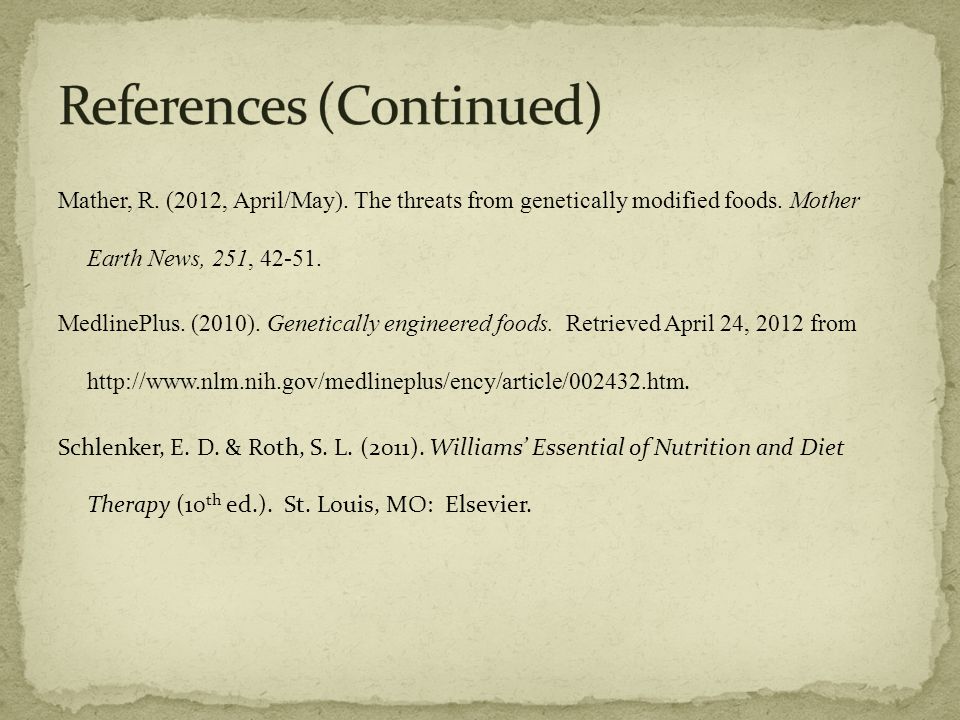 Mather, R. (2012, April/May). The threats from genetically modified foods.