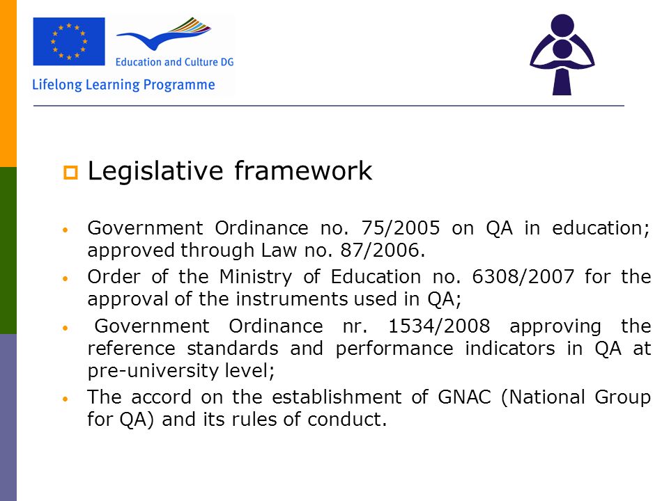  Legislative framework  Government Ordinance no.