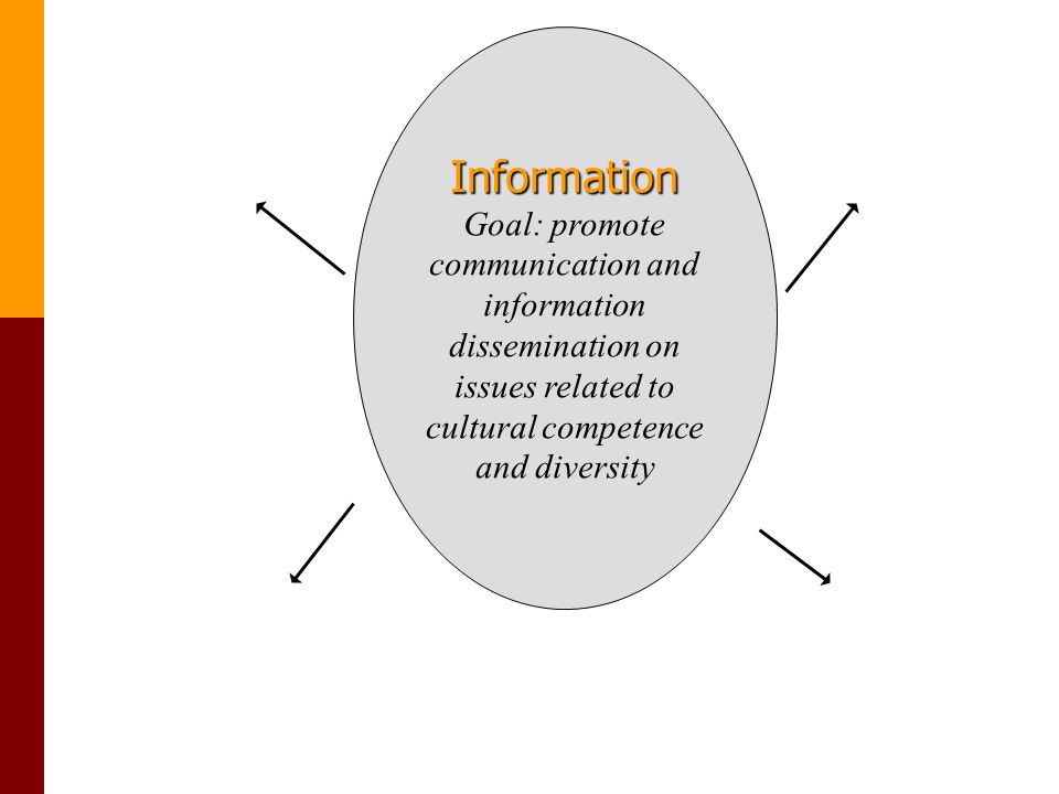 Information Goal: promote communication and information dissemination on issues related to cultural competence and diversity