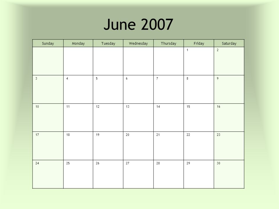 June 2007 SundayMondayTuesdayWednesdayThursdayFridaySaturday