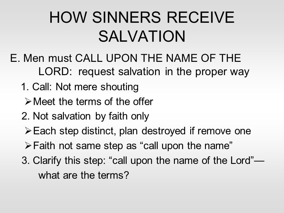 HOW SINNERS RECEIVE SALVATION E.
