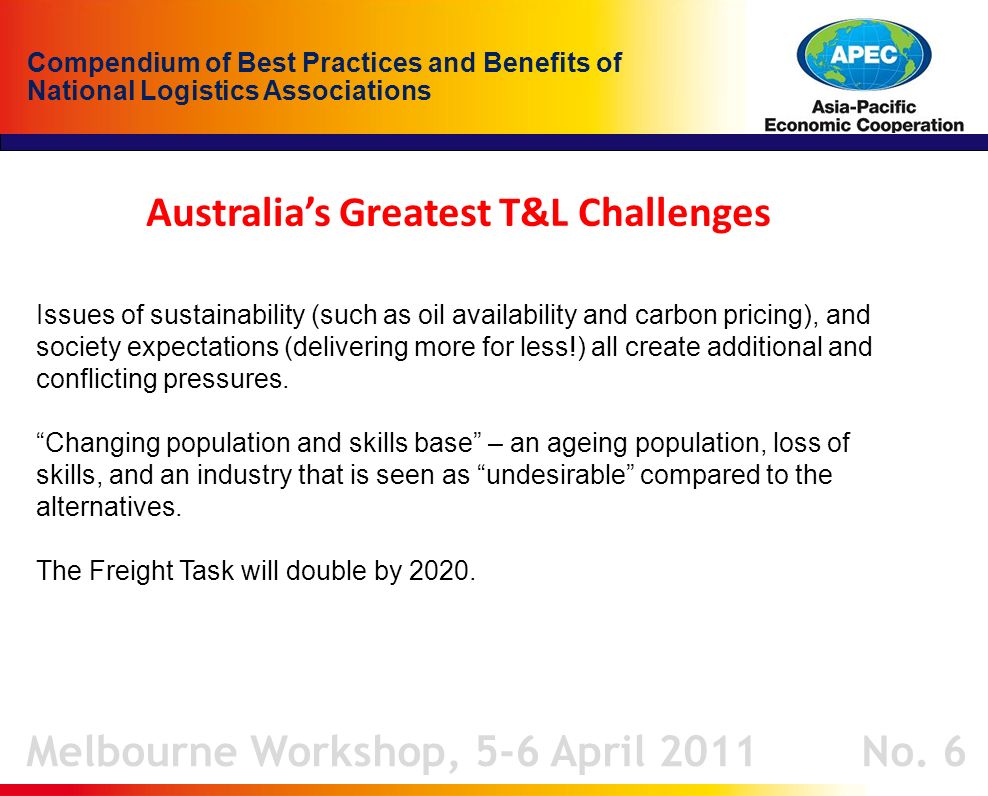 Melbourne Workshop, 5-6 April 2011 No.
