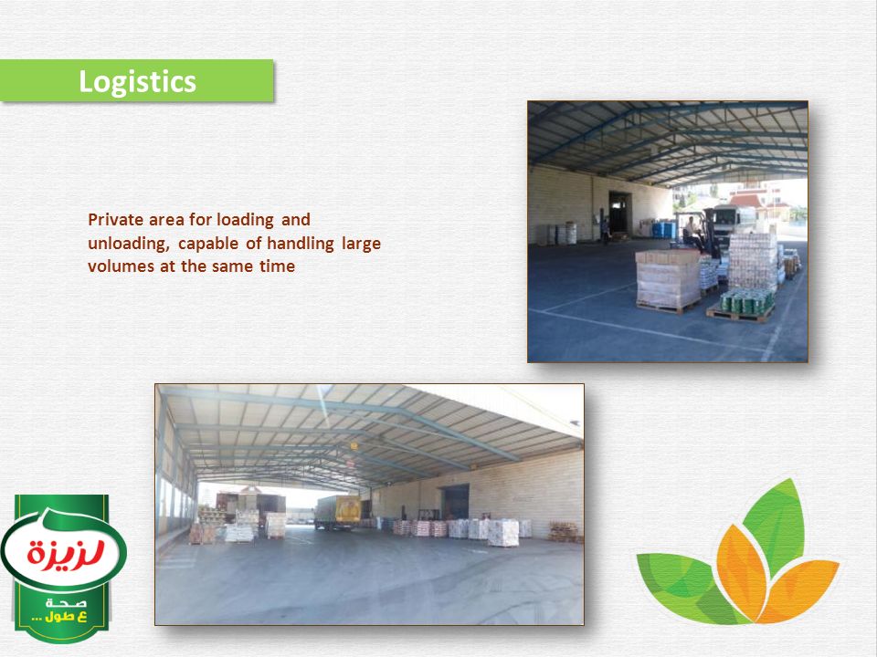 Private area for loading and unloading, capable of handling large volumes at the same time Logistics