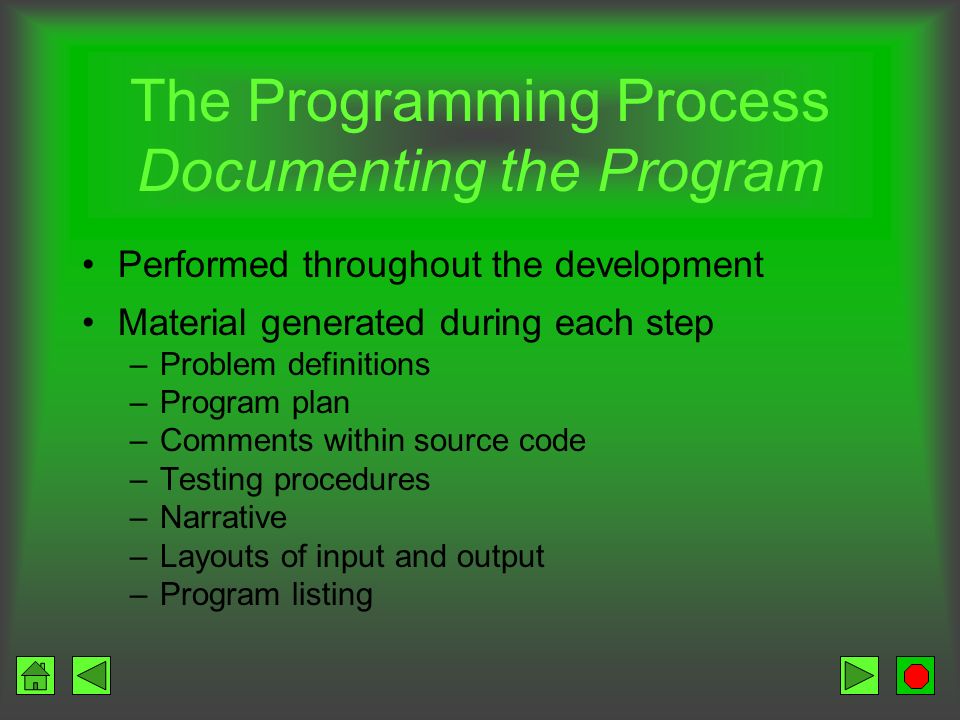 The Programming Process Testing the Program