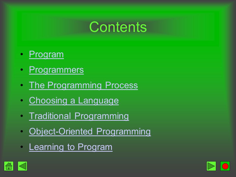 Objectives Describe what programmers do and do not do Explain how programmers define a problem, plan the solution and then code, test, and document the program List and describe the levels of programming languages – machine, assembly, high level, very high level, and natural Describe the major programming languages in use today Explain the concepts of object-oriented programming