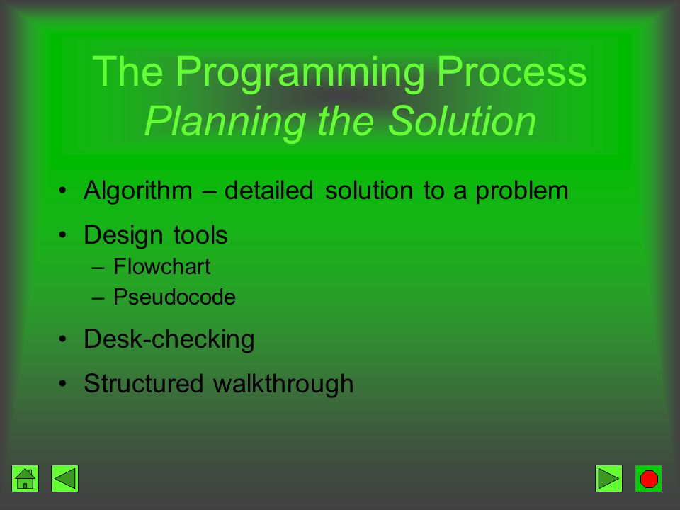 The Programming Process Defining the Problem What is the input What output do you expect How do you get from the input to the output