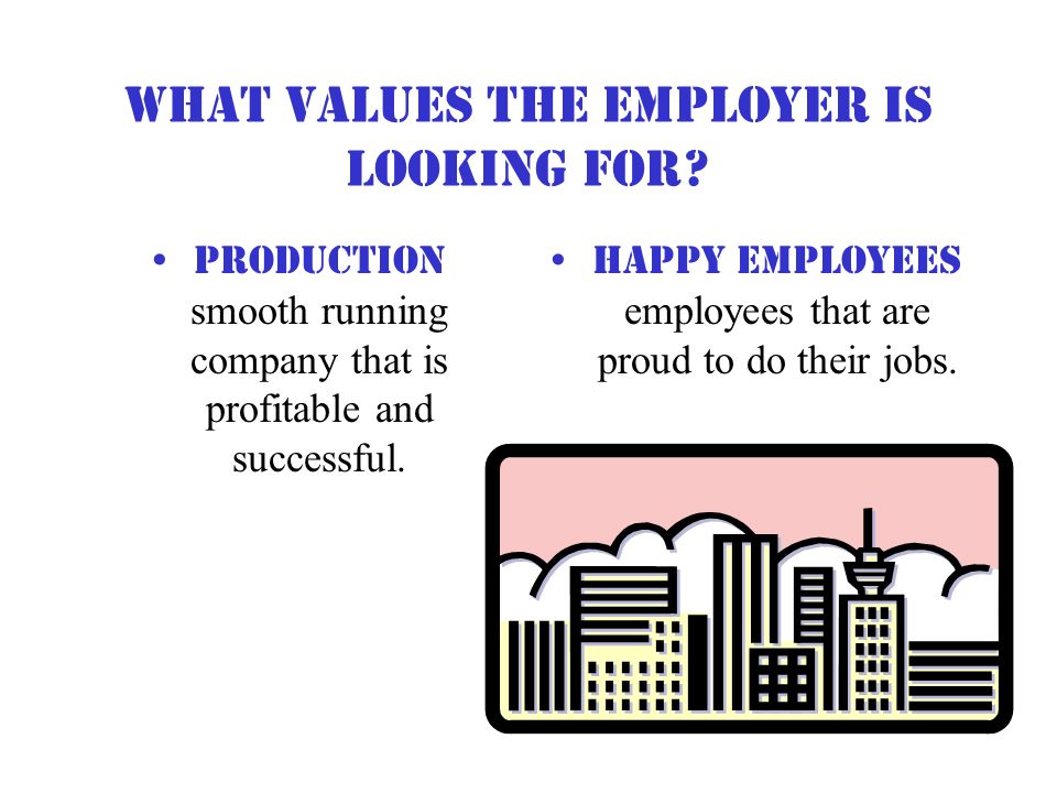What Values the Employer is looking for.