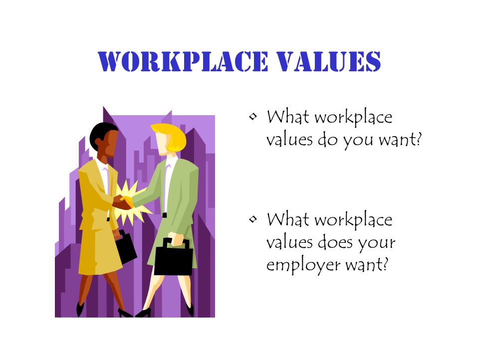 Workplace Values What workplace values do you want What workplace values does your employer want