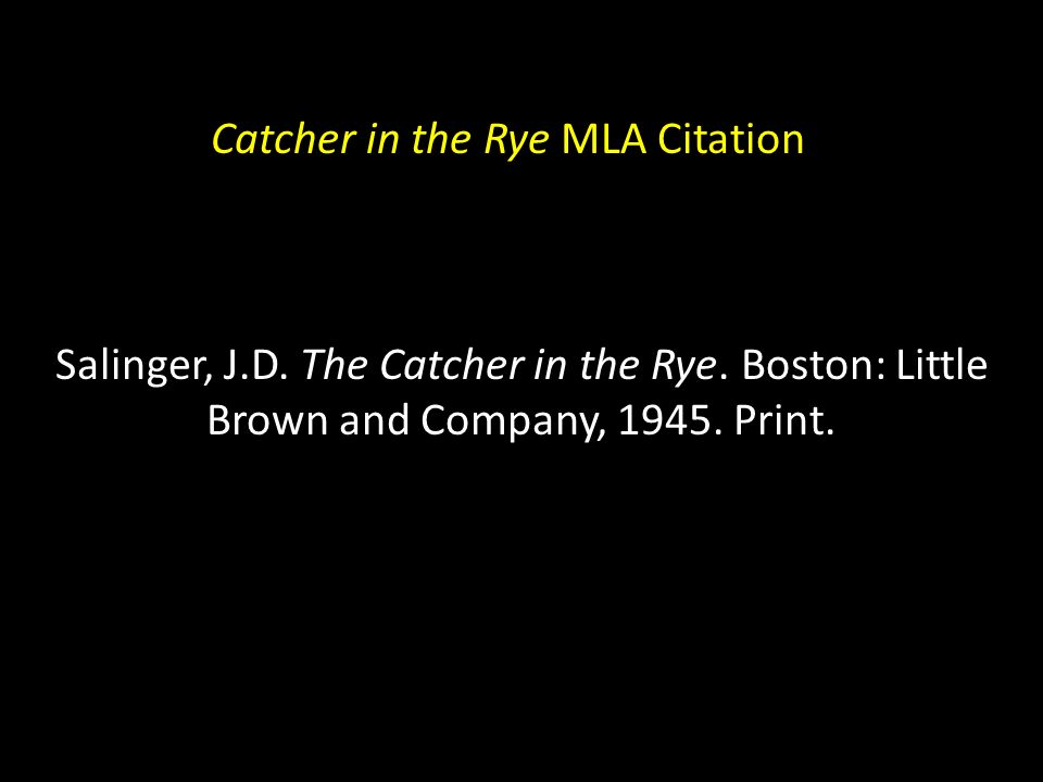 The catcher in the rye thesis
