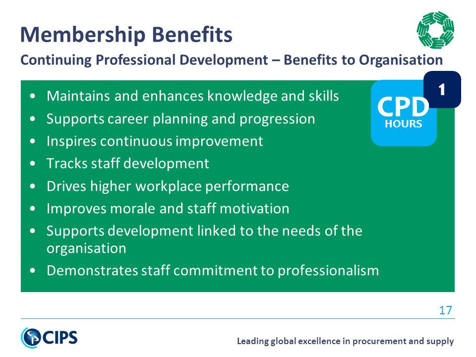 Leading global excellence in procurement and supply Maintains and enhances knowledge and skills Supports career planning and progression Inspires continuous improvement Tracks staff development Drives higher workplace performance Improves morale and staff motivation Supports development linked to the needs of the organisation Demonstrates staff commitment to professionalism 17 Membership Benefits Continuing Professional Development – Benefits to Organisation