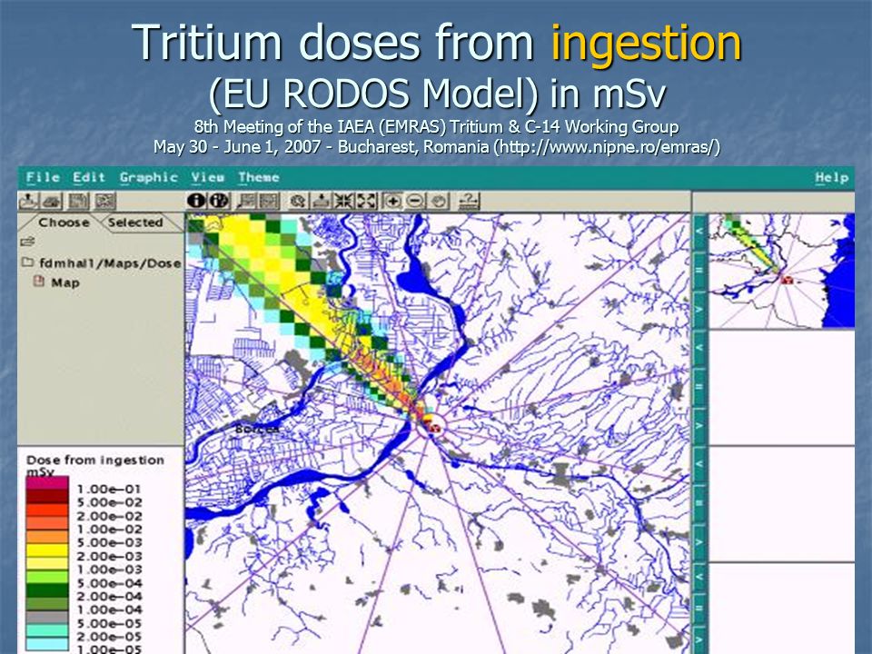 Tritium doses from ingestion (EU RODOS Model) in mSv 8th Meeting of the IAEA (EMRAS) Tritium & C-14 Working Group May 30 - June 1, Bucharest, Romania (