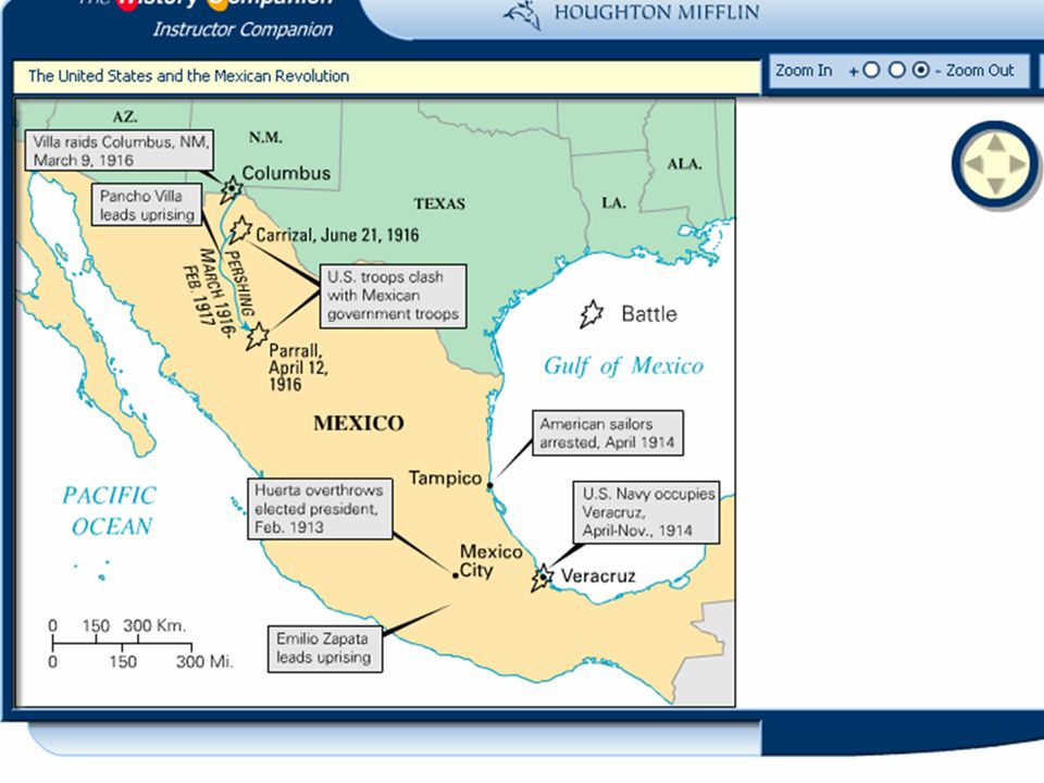 Map: The United States and the Mexican Revolution Copyright © Houghton Mifflin Company.