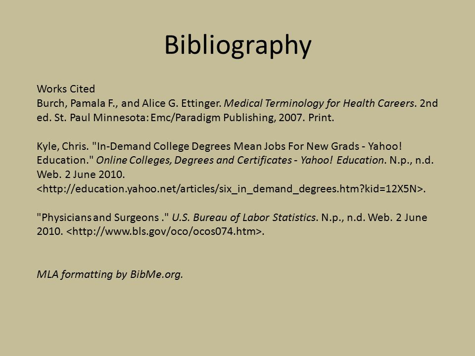 Bibliography Works Cited Burch, Pamala F., and Alice G.