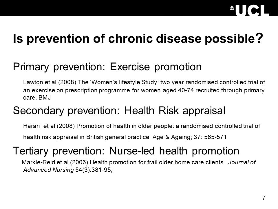 7 Is prevention of chronic disease possible .
