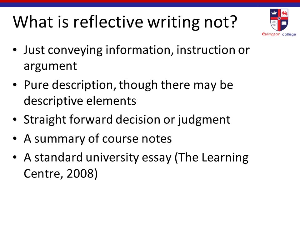 Which is not a purpose for writing a reflective essay