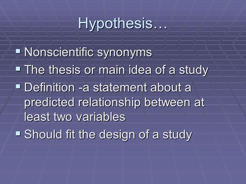Hypothesis In Thesis