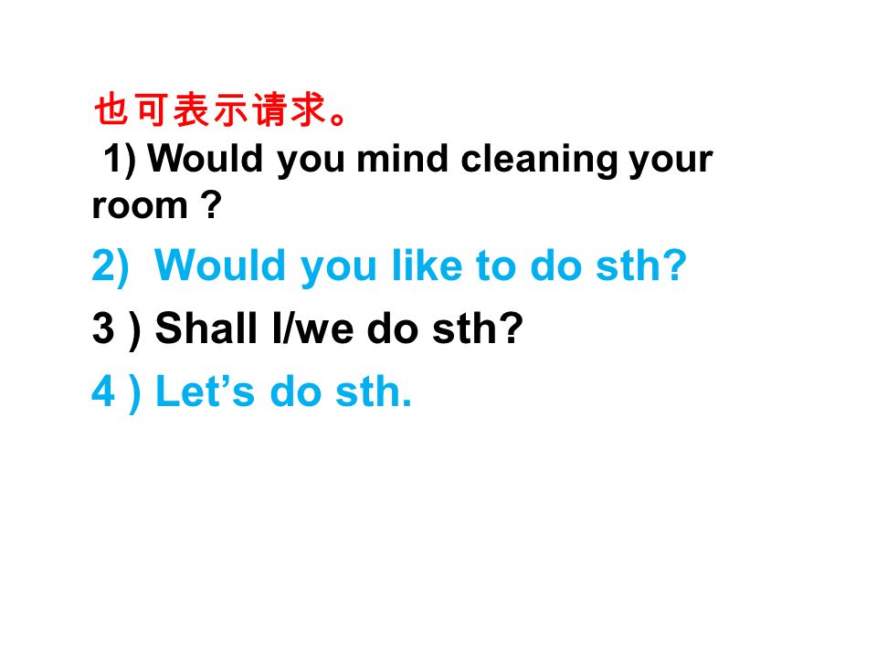 1. Could you please clean your room. Yes, sure./ Of course/ Certainly.