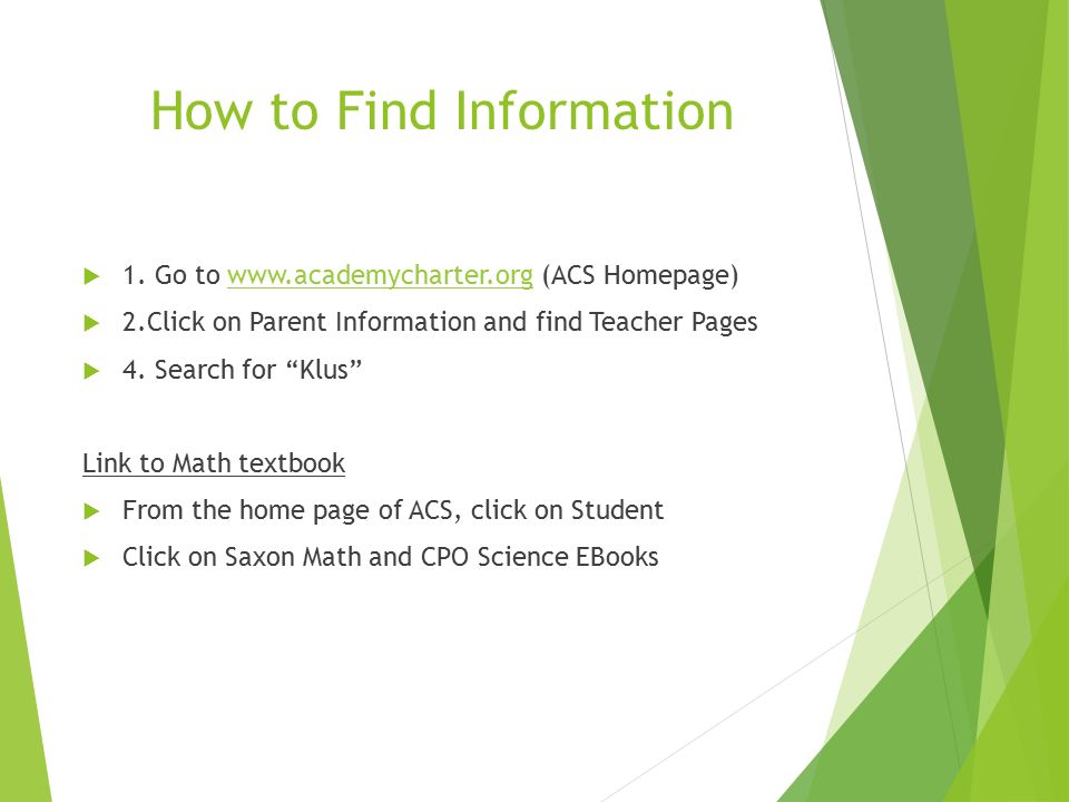 How to Find Information  1.