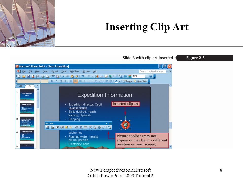 XP New Perspectives on Microsoft Office PowerPoint 2003 Tutorial 2 8 Inserting Clip Art