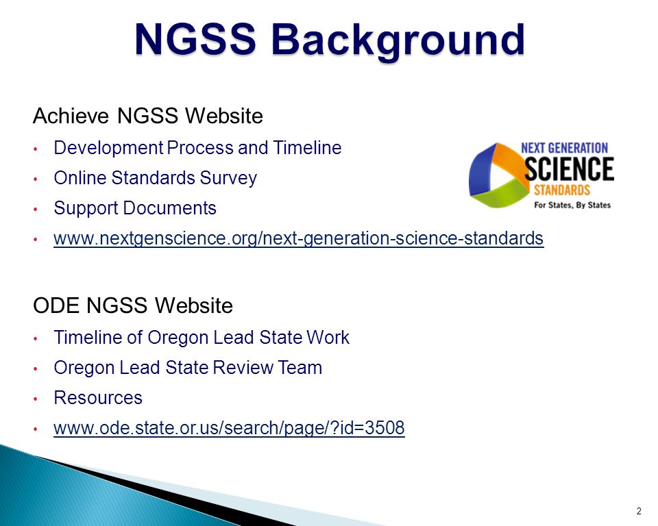 Achieve NGSS Website Development Process and Timeline Online Standards Survey Support Documents   ODE NGSS Website Timeline of Oregon Lead State Work Oregon Lead State Review Team Resources   id=3508 2