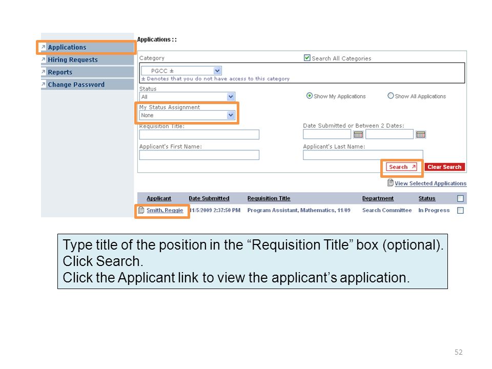 Type title of the position in the Requisition Title box (optional).