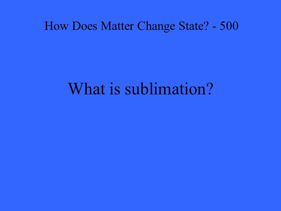 What is sublimation How Does Matter Change State - 500