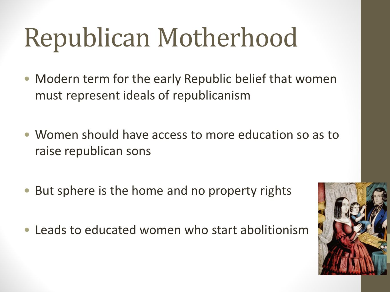 republican motherhood dbq Form a dbq: explain the reasons list of document based questions edit what factors fostered the emergence of republican motherhood and the cult of. republican motherhood dbq Form a dbq: explain the reasons list of document based questions edit what factors fostered the emergence of republican motherhood and the cult of.