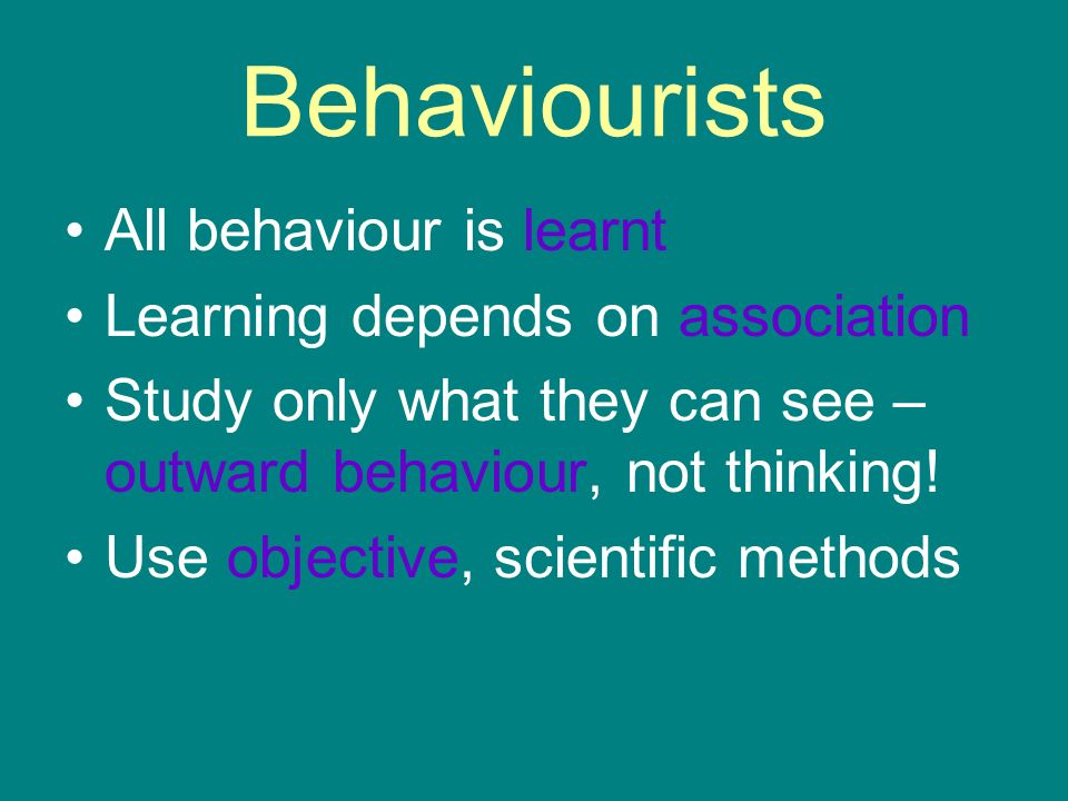 Approaches in Psychology Biological Behaviourist Social Learning Theory Cognitive Psychodynamic Humanistic BE ABLE TO DESCRIBE AND EVALUATE EACH APPROACH AND ASSOCIATED METHODS