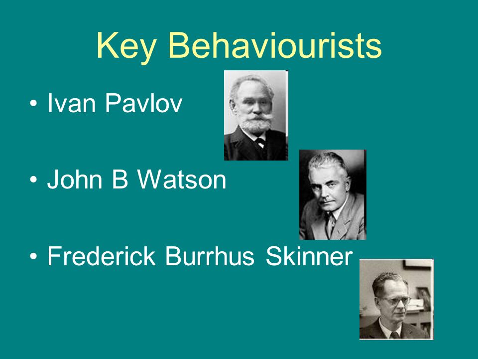 Behaviourists All behaviour is learnt Learning depends on association Study only what they can see – outward behaviour, not thinking.