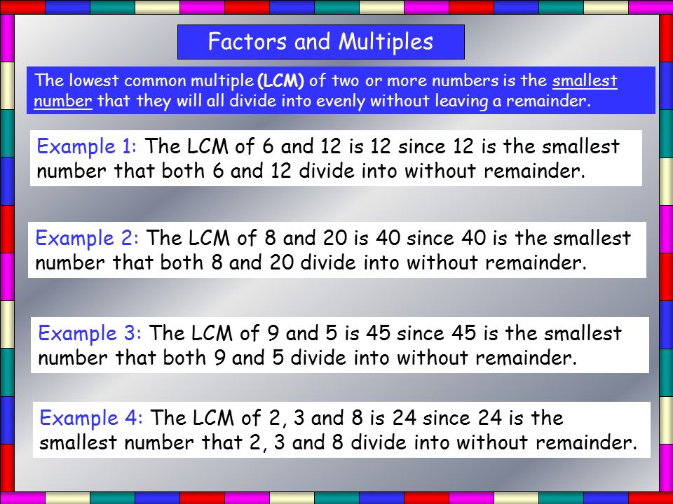 Factors and Multiples Some of the numbers in the pentagons are multiples of the number in the central decagon.