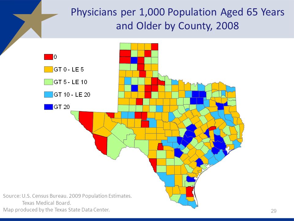 Physicians per 1,000 Population Aged 65 Years and Older by County, Source: U.S.