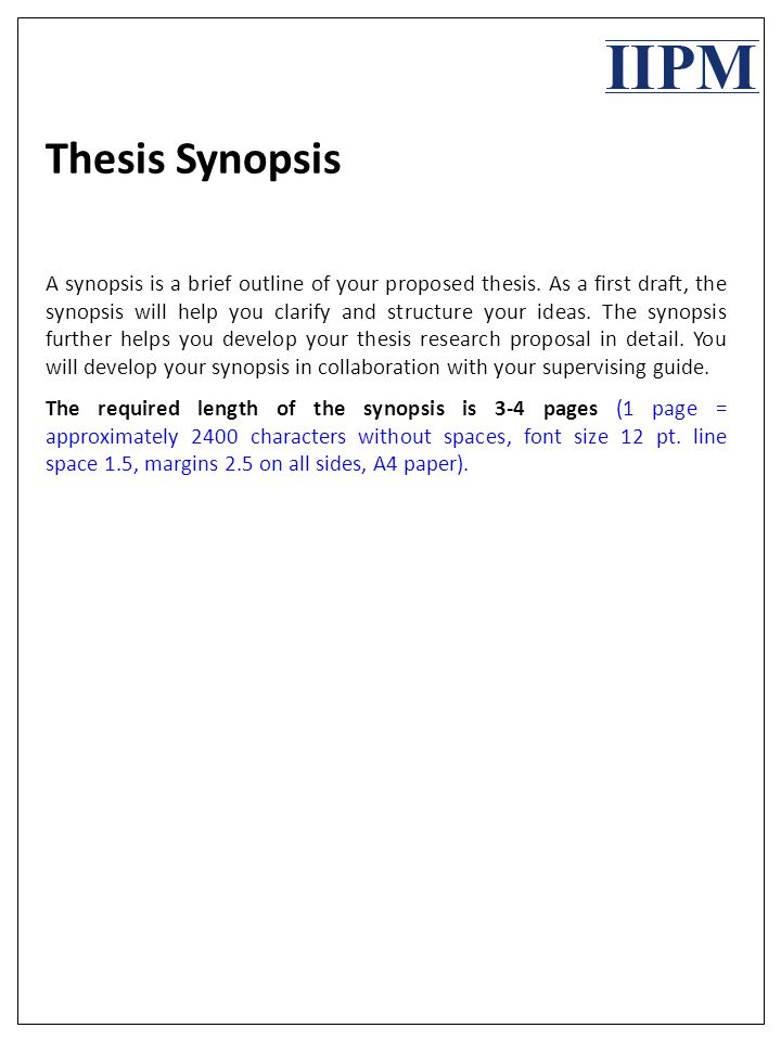 Synopsis thesis example