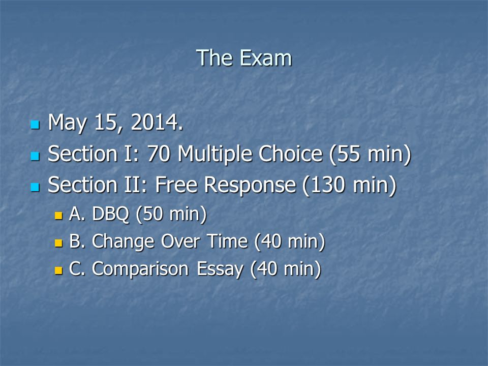 The Exam May 15, May 15,