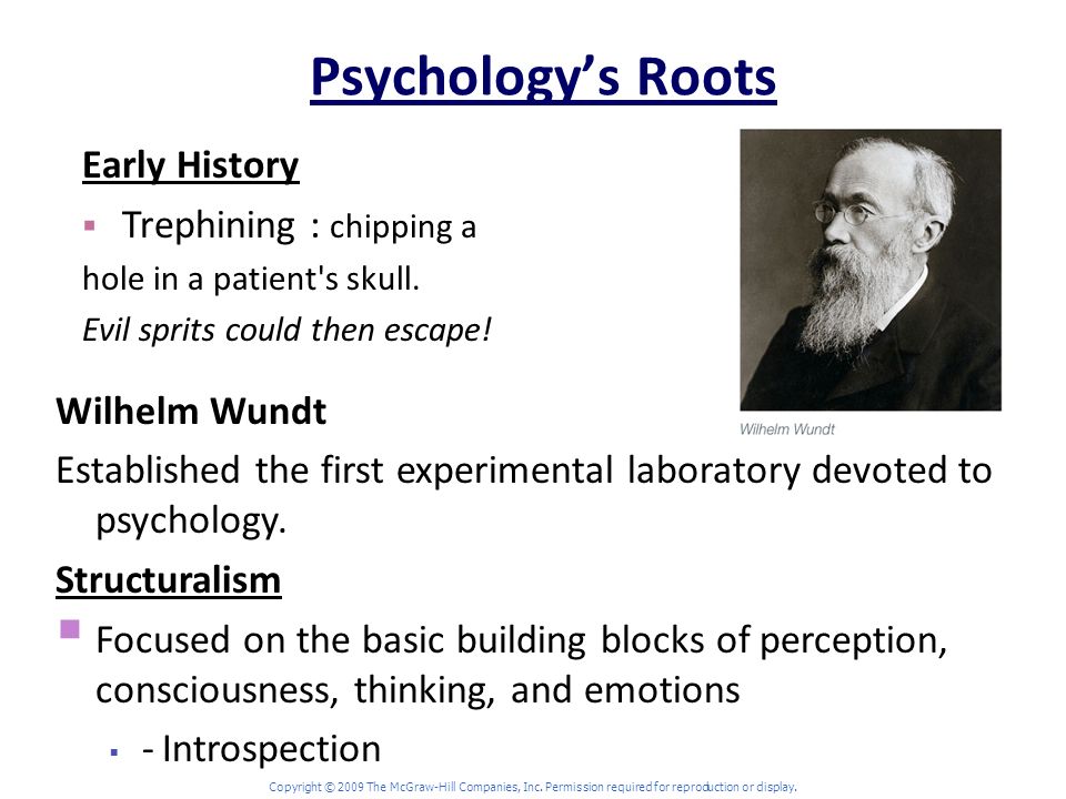 Psychology’s Roots Wilhelm Wundt Established the first experimental laboratory devoted to psychology.