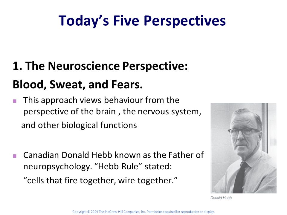 Today’s Five Perspectives 1. The Neuroscience Perspective: Blood, Sweat, and Fears.