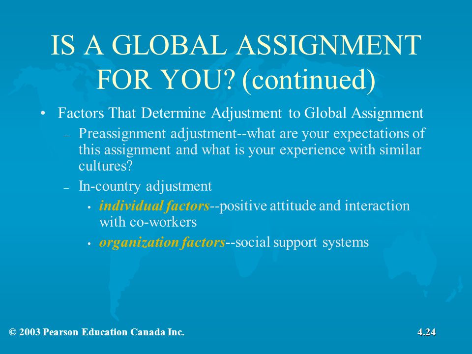 © 2003 Pearson Education Canada Inc. IS A GLOBAL ASSIGNMENT FOR YOU.
