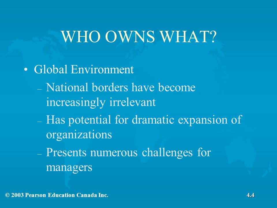 © 2003 Pearson Education Canada Inc. WHO OWNS WHAT.
