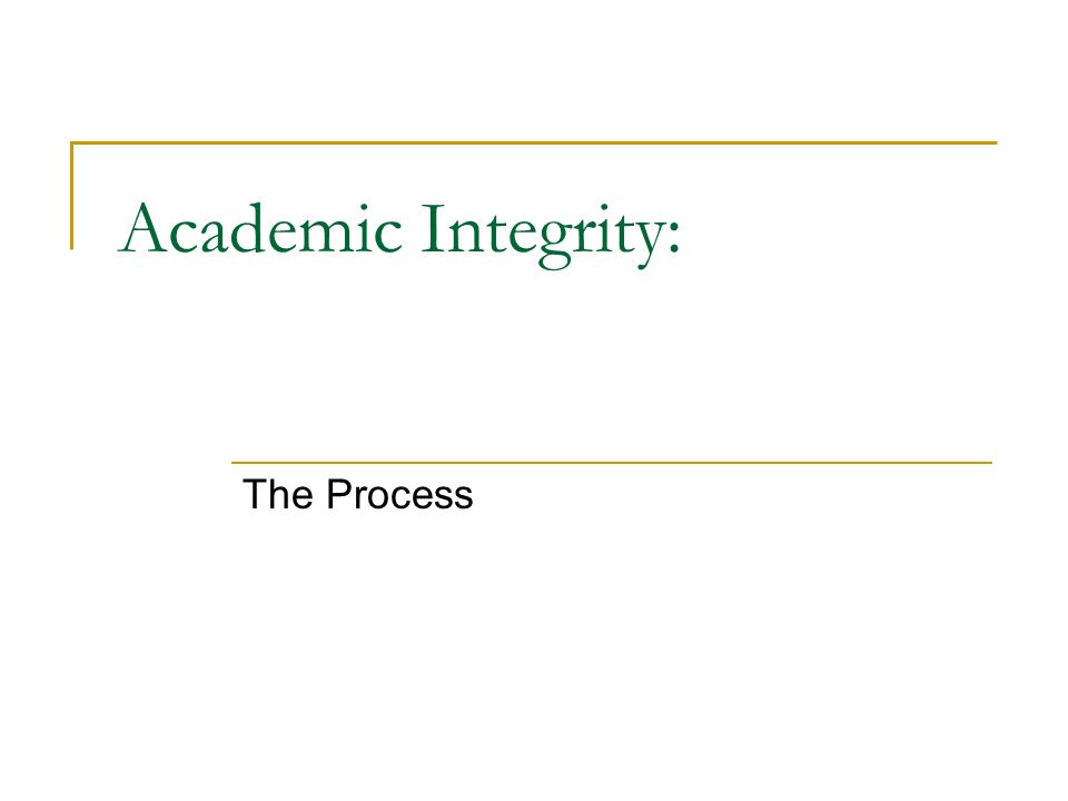 Academic Integrity: The Process