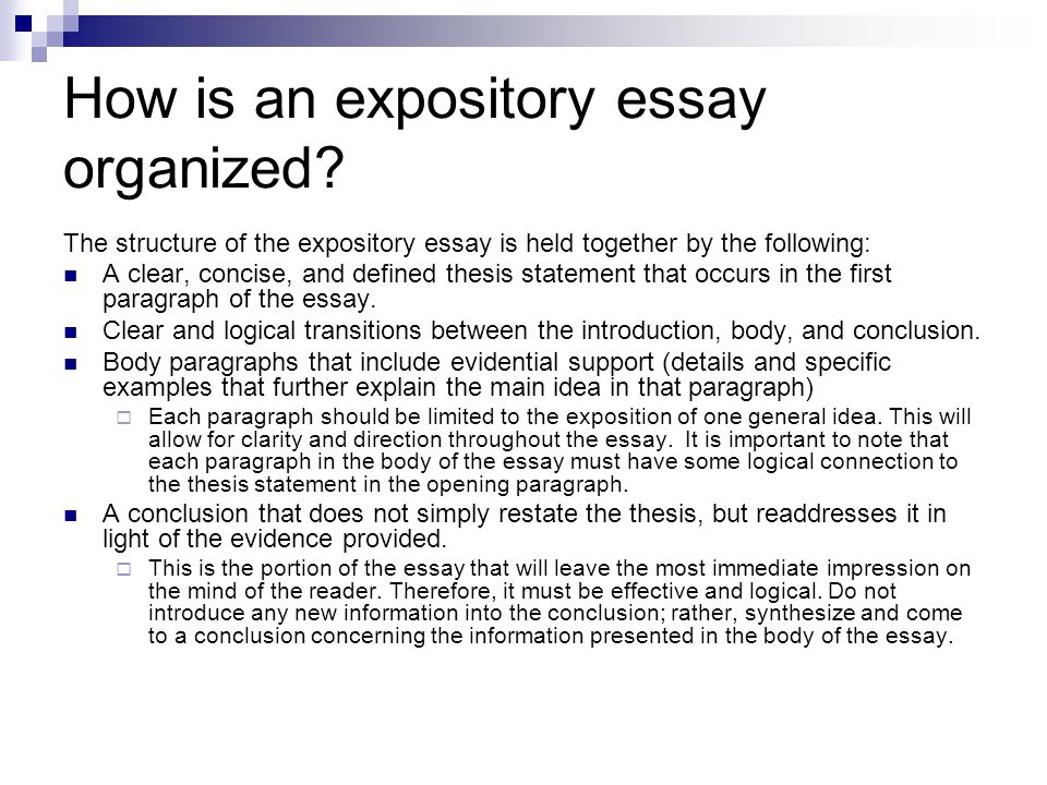 Key features of expository essay