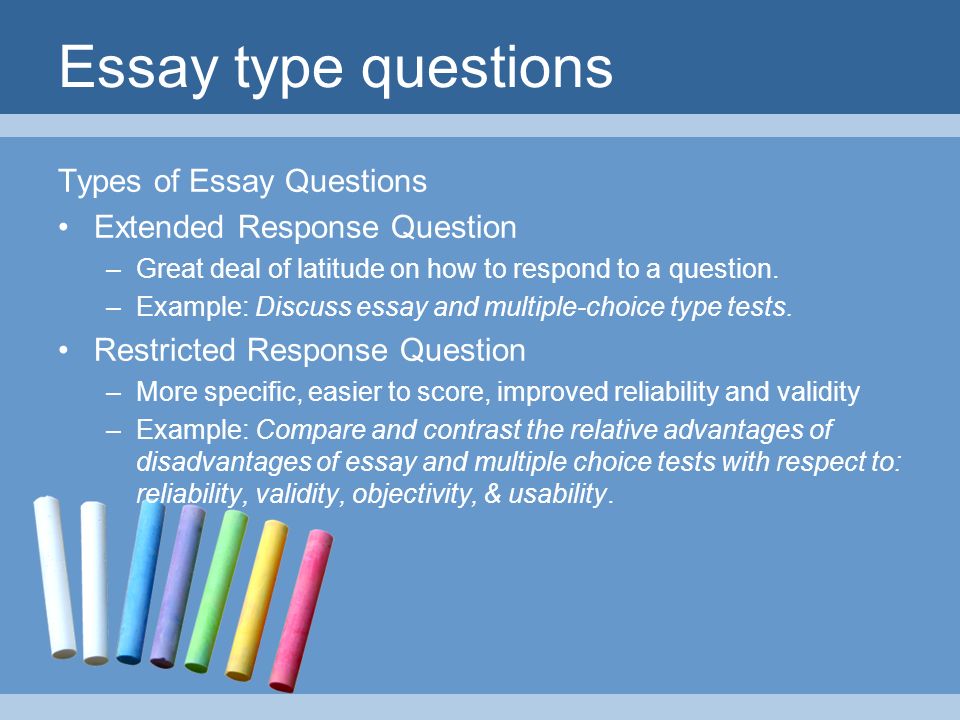 Types of essay test items