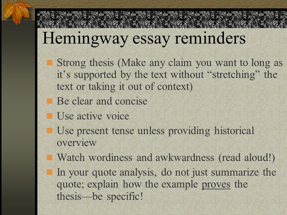 hemingway thesis statement hemingway thesis statement