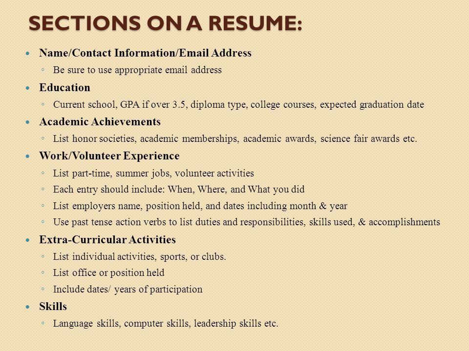 important things to include in a resumes