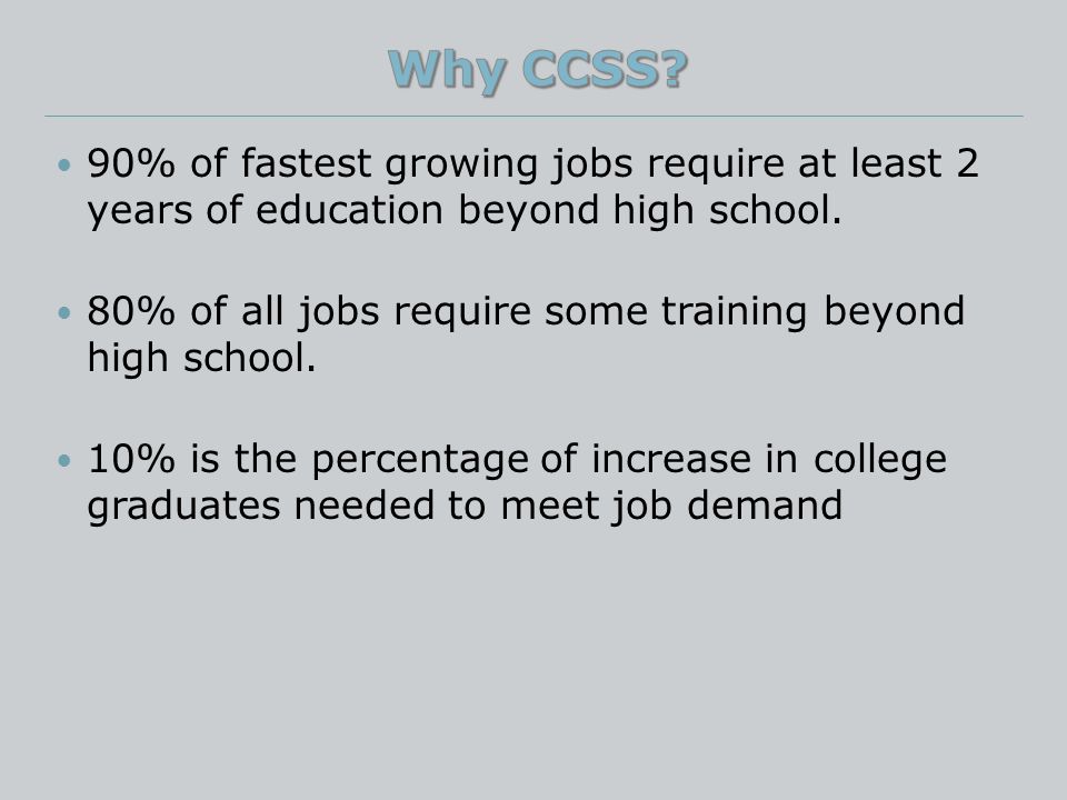 90% of fastest growing jobs require at least 2 years of education beyond high school.